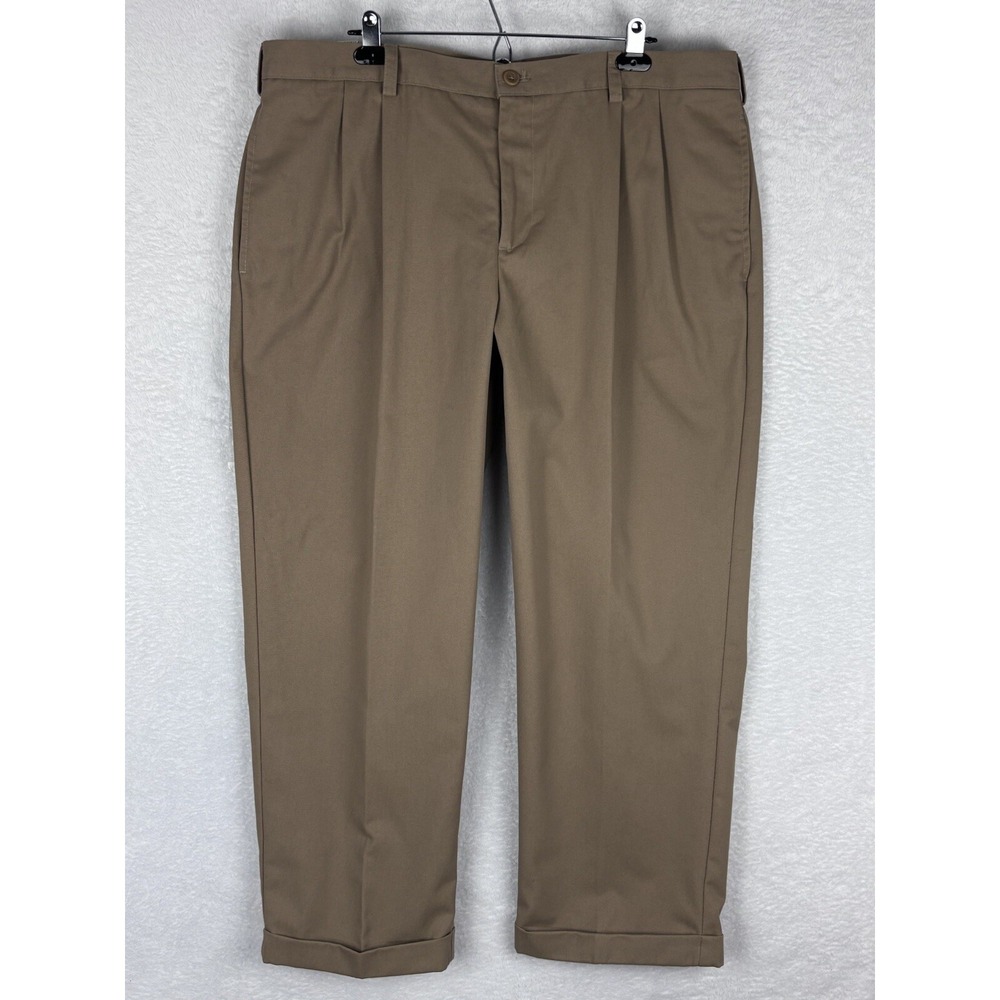 NWT IZOD American Chino Men's Pants Tan Khakis Flat Front Size 40x29